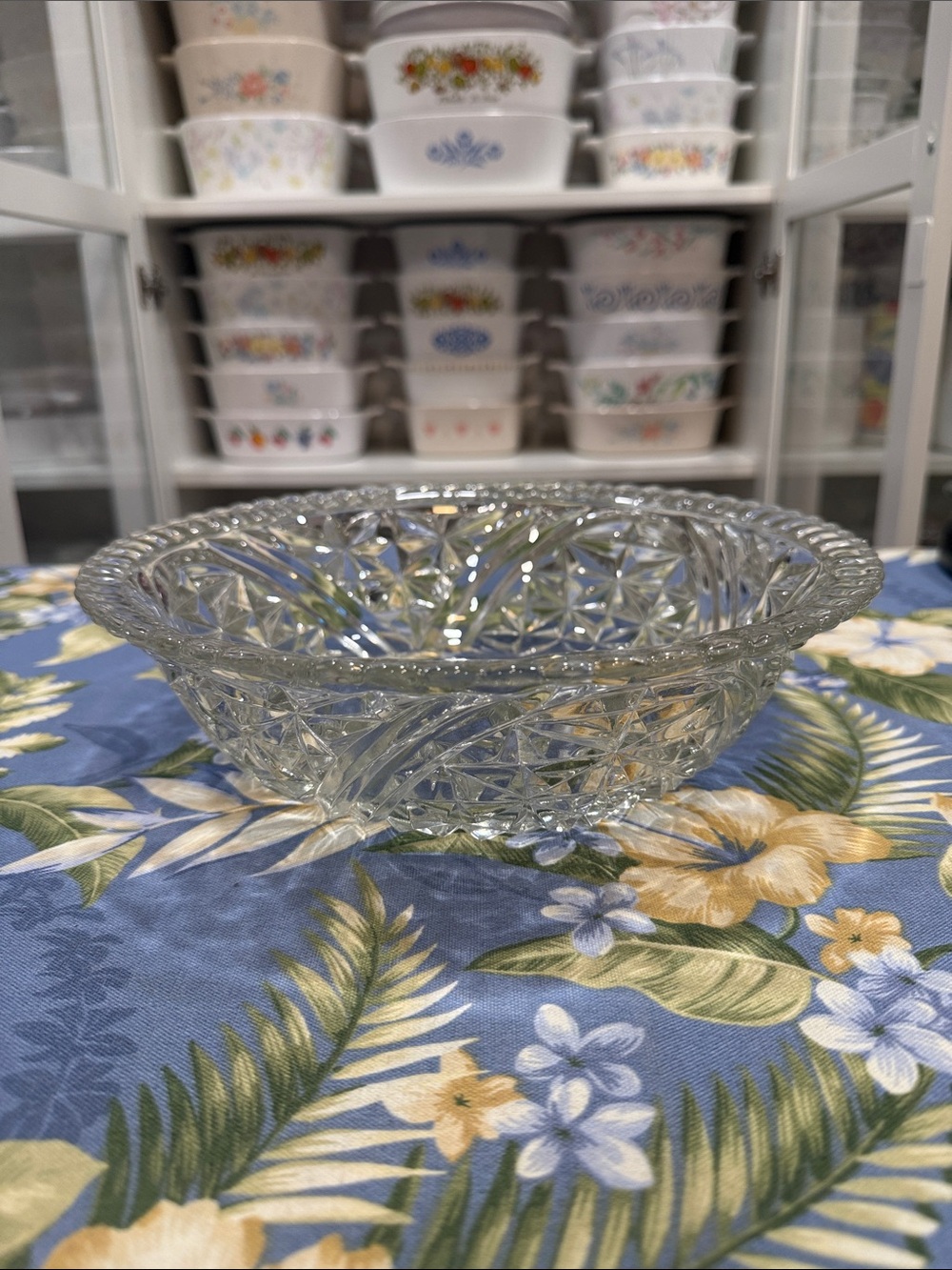 Clear Glass Serving Bowl — Elegant Cut Pattern